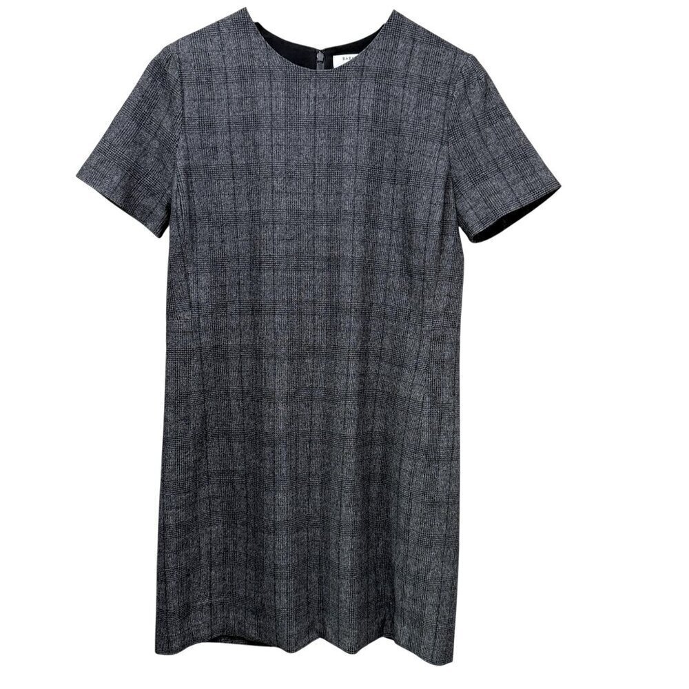 BABATON Dress Size 6 Wool Cashmere Blend Gray Navy Check Mini Shift